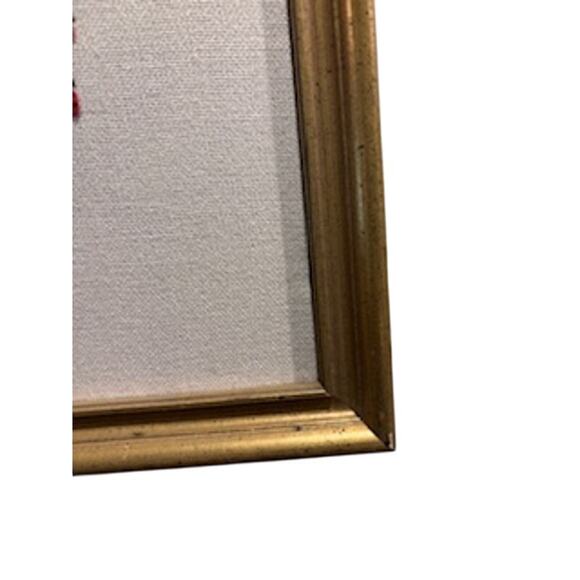 Vtg MCM Crewel Framed Wall Art Large Needlepoint Embroidered Floral Multi-color - Picture 4 of 11